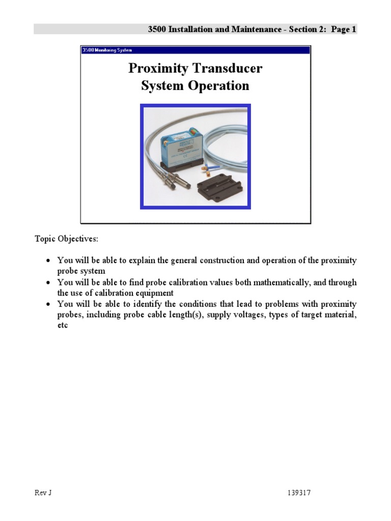 T2 Proximity Transducer System Operation PDF Cable Inductor
