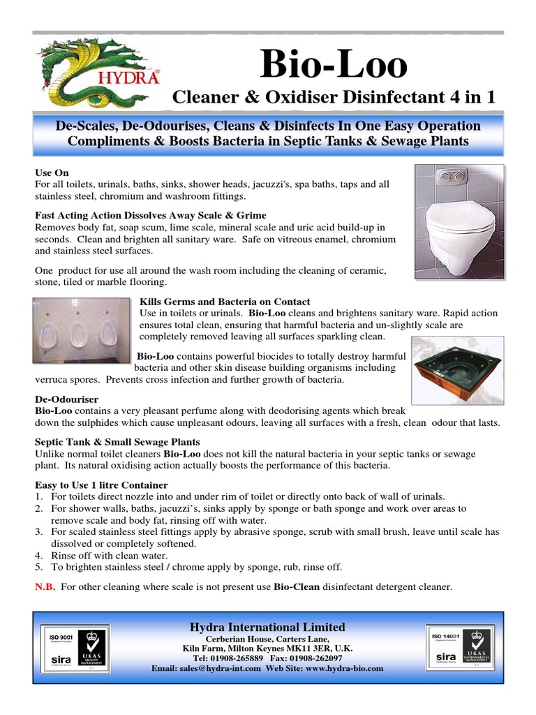 Hydra Bio Loo Toilet Cleaner Chemical Substances Chemistry
