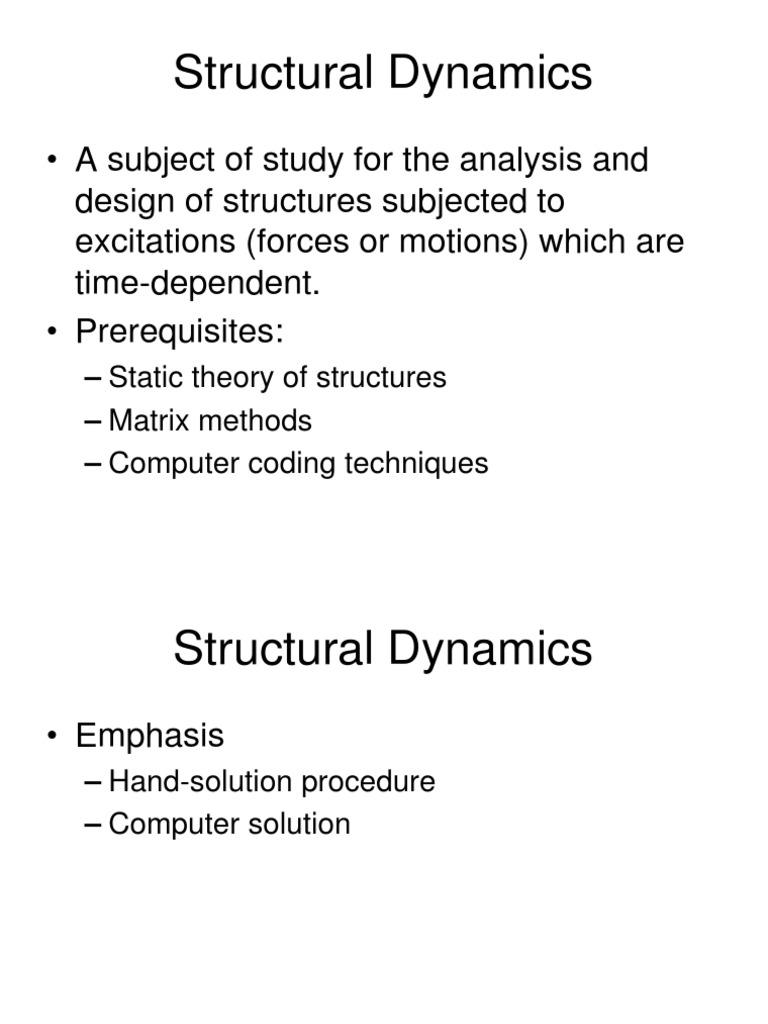 03 Ce225 Lecture Overview of Structural Dynamics | PDF | Structural ...