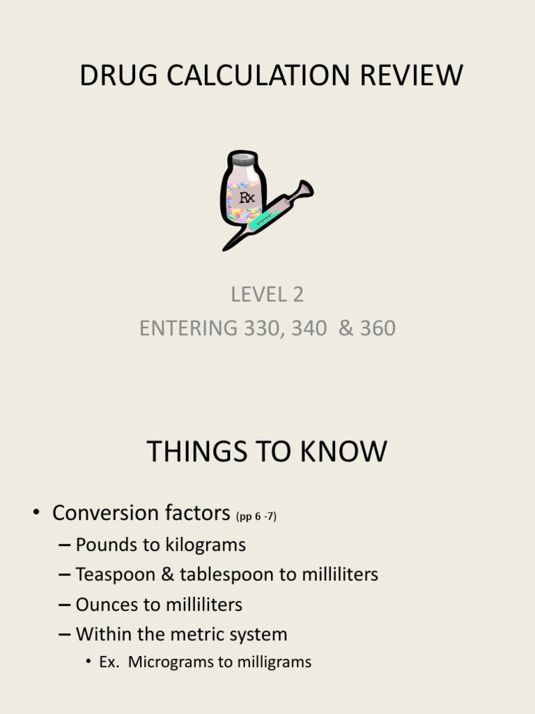 Drug Calculation Review 1 Syringe Kilogram
