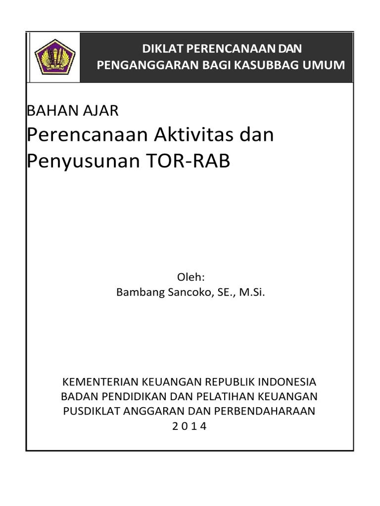 Kuliah Penyusunan Tor Rab | PDF | Bisnis | Komputer