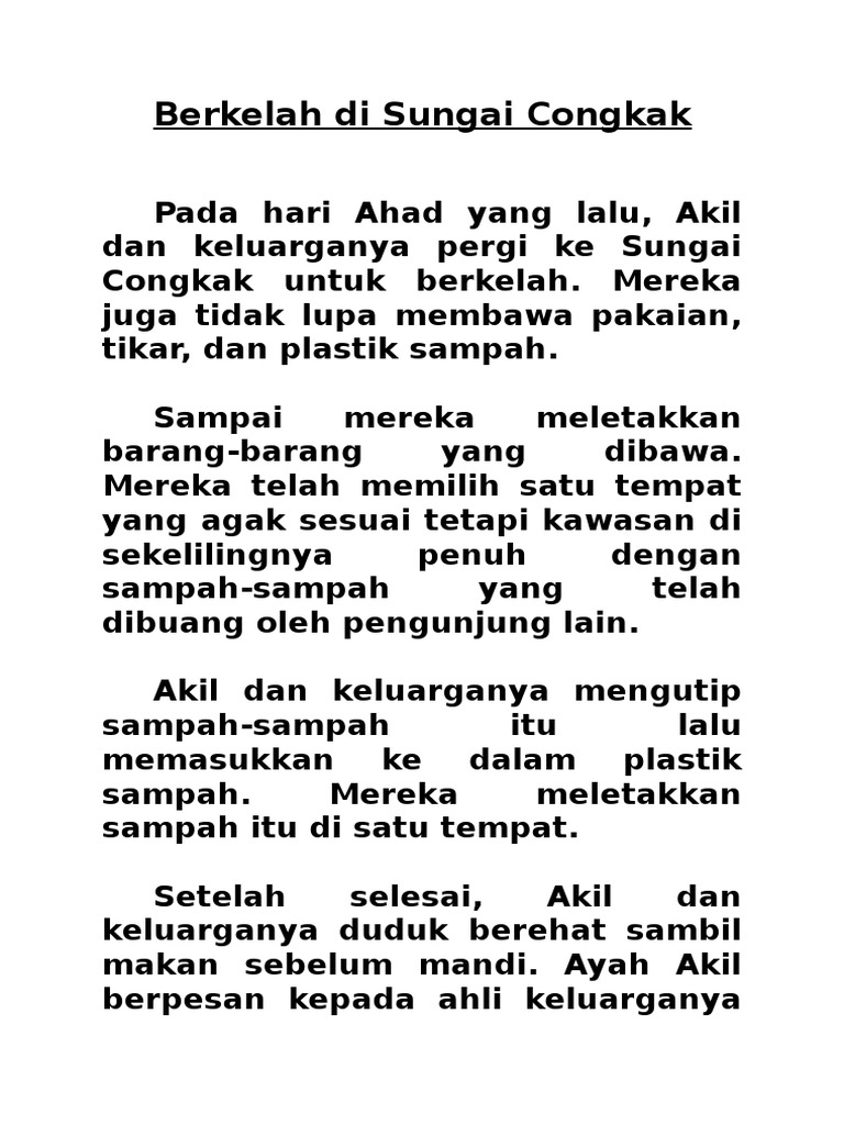 Contoh Karangan-berkelah Di Tepi Sungai