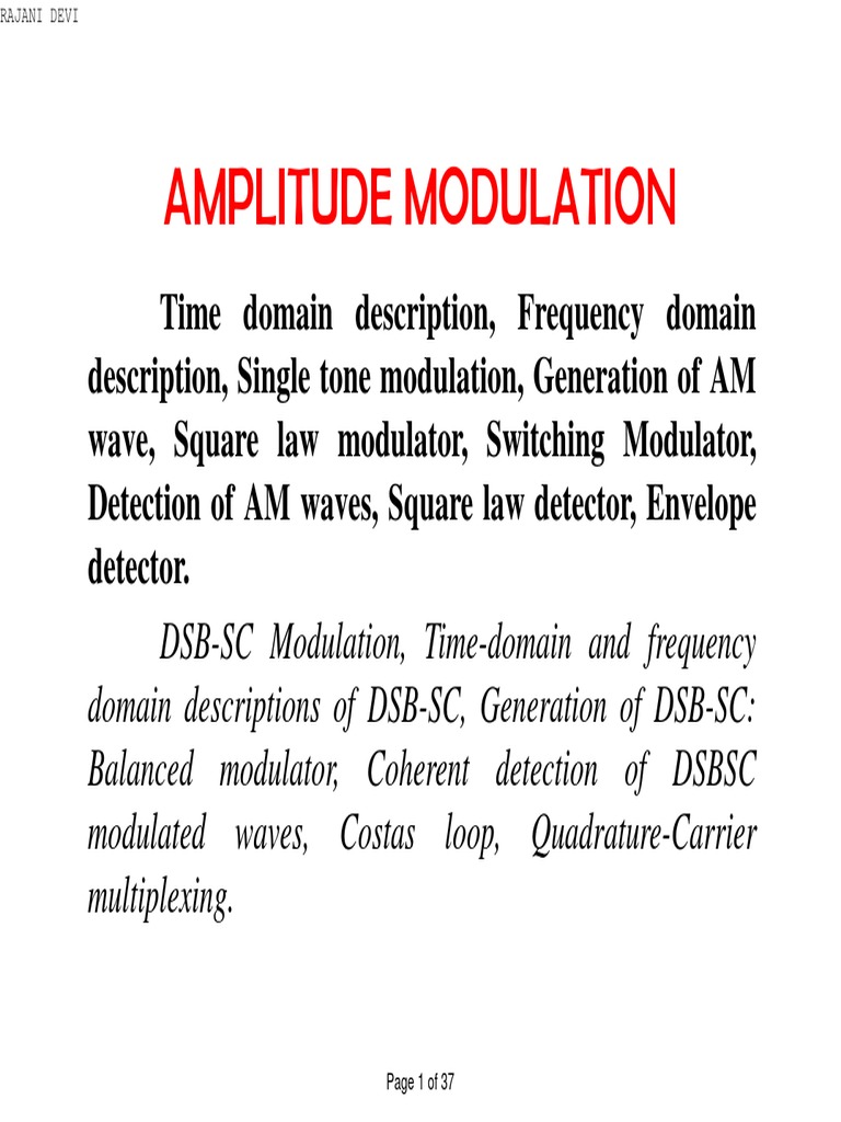 Amplitude Modulation Explained PDF Modulation Broadcasting