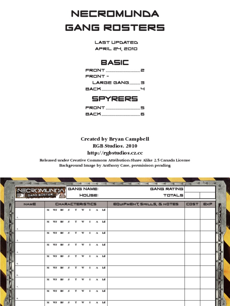 Necromunda Roster | PDF | Gaming | Role Playing Games