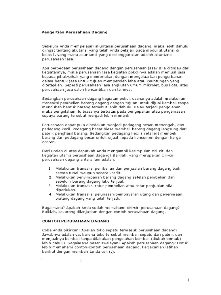 Pengertian Perusahaan Dagang