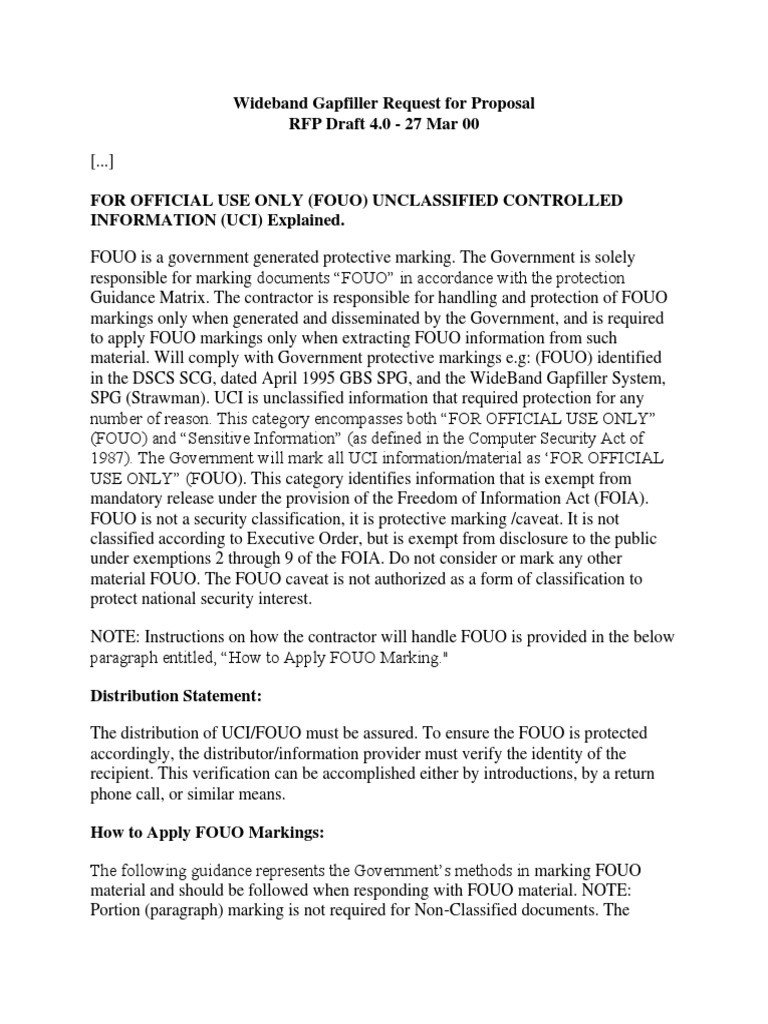 FOUO Classified Information Classified Information In The United States