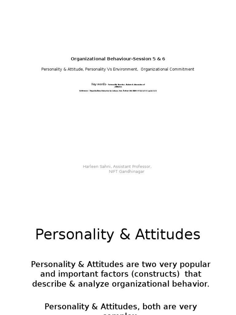 5,6 - Personality & Attitudes Readonly | PDF | Attitude (Psychology ...