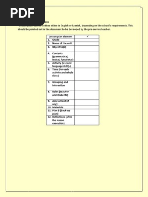 Checklist for Lesson Plans