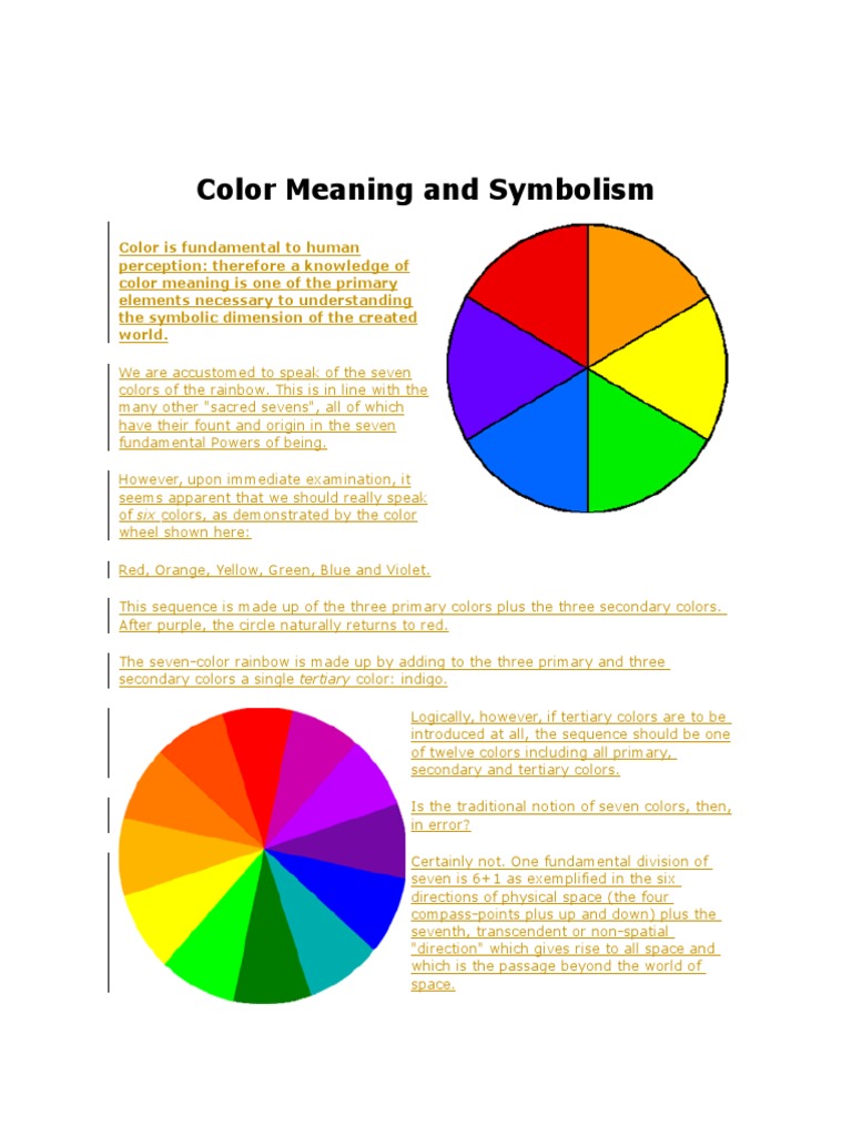 Color Symbolism and Meanings Explained | PDF | Yellow | Color