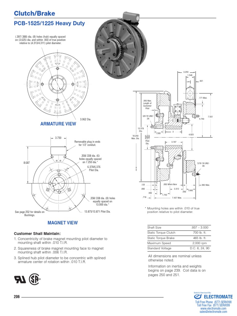Heavy Duty Clutch/Brake Specifications | PDF | Clutch | Torque