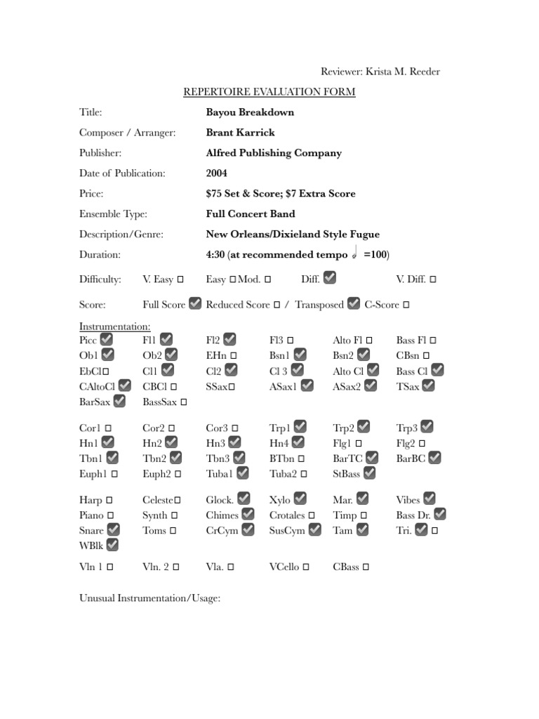 Bayou Breakdown PDF Musical Compositions