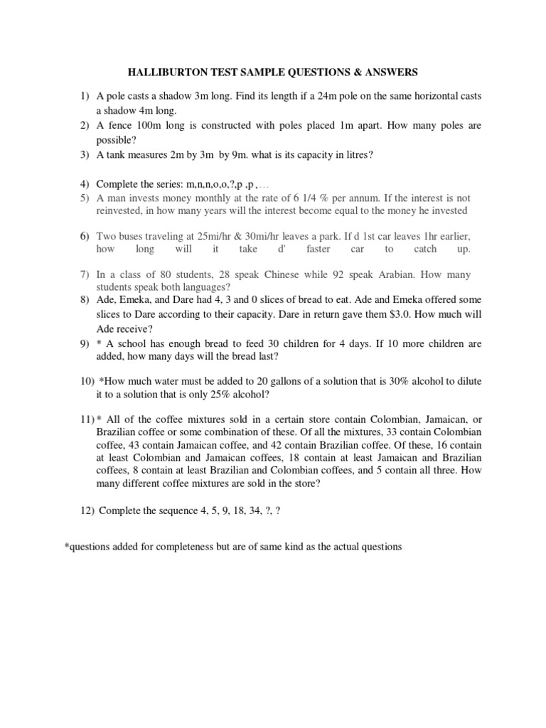 Sample Aptitude Test Questions Interview