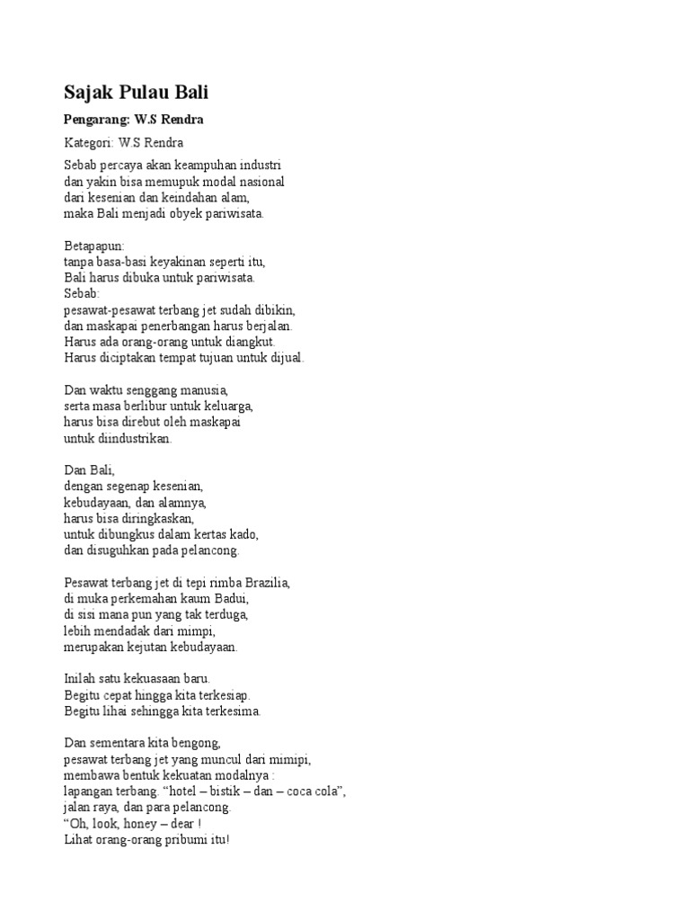 Puisi Bahasa Bali Tentang Keindahan Alam Kumpulan Puisi