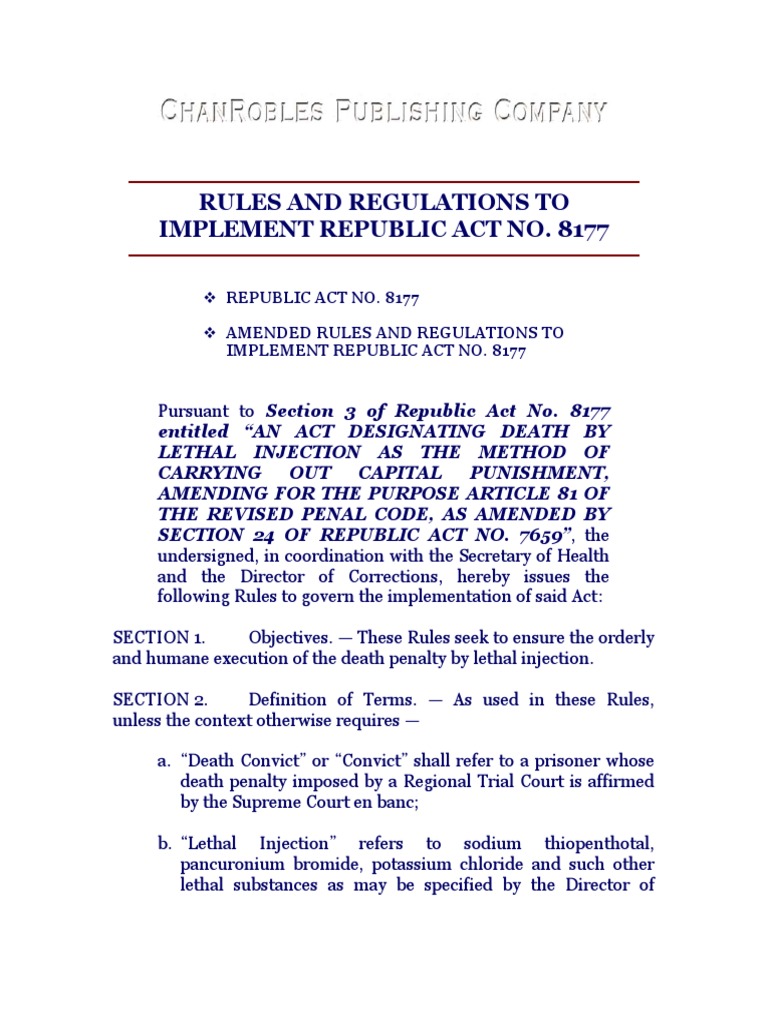 republic act no. 8177, implementing rules & regulations.pdf | lethal