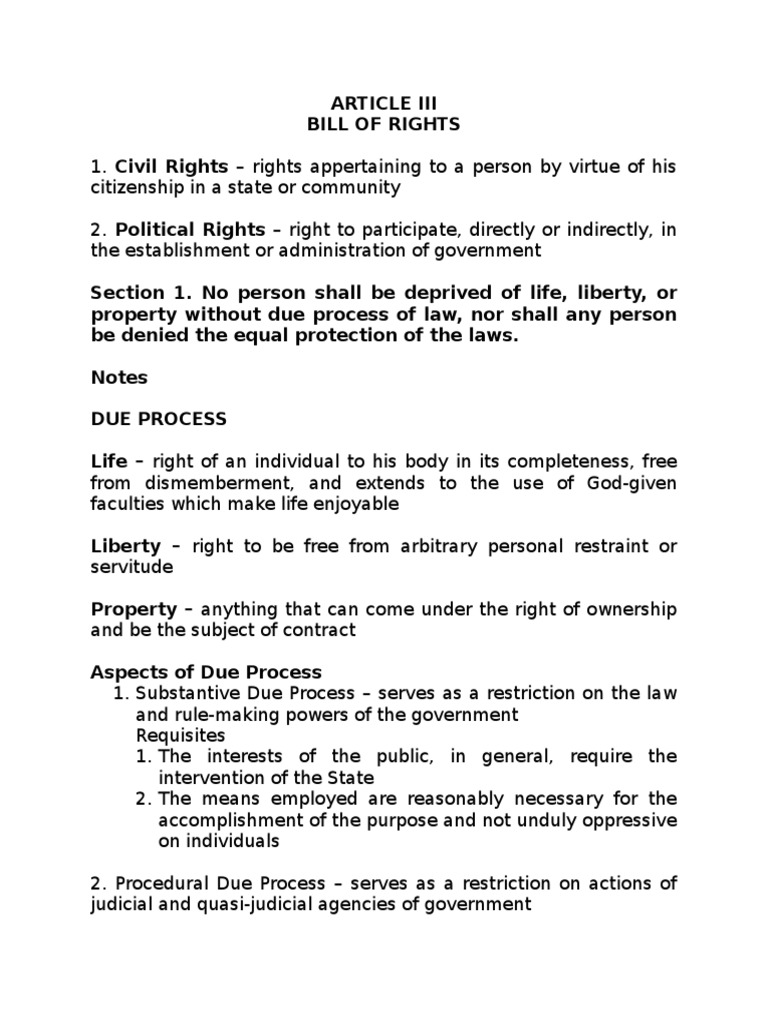 BILL OF RIGHTS PROTECTIONS UNDER ARTICLE III | PDF | Search And Seizure ...