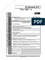 Fulltest II Advanced Paper 1 Question Paper Aits 2013 Ft II Jeea Paper 1