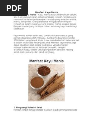 Manfaat Kayu Manis