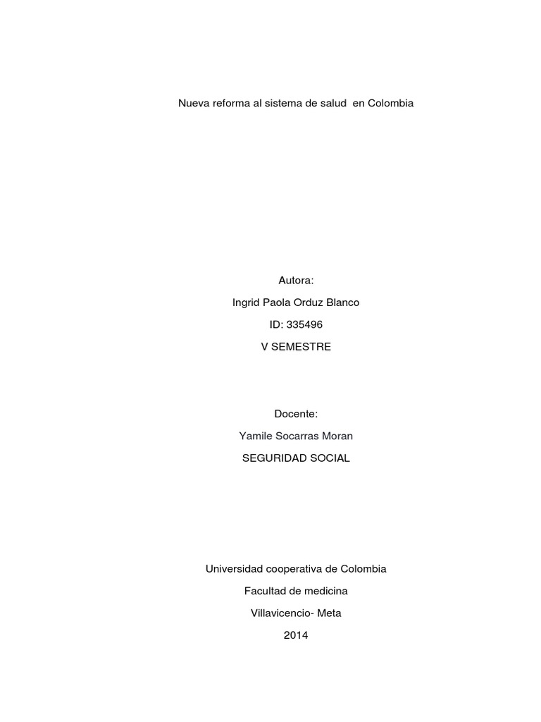 Análisis de la Reforma Sanitaria en Colombia | PDF | Sistema de salud ...