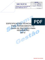 Especificações técnicas caixa proteção hidrômetro DN 3/4