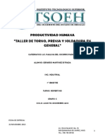Productividad Humana en Taller Mecanico de Torno Prensa y Soldadura PDF