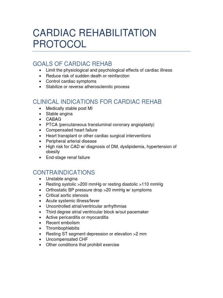 Cardiac Rehabilitation Protocol Heart Failure Heart