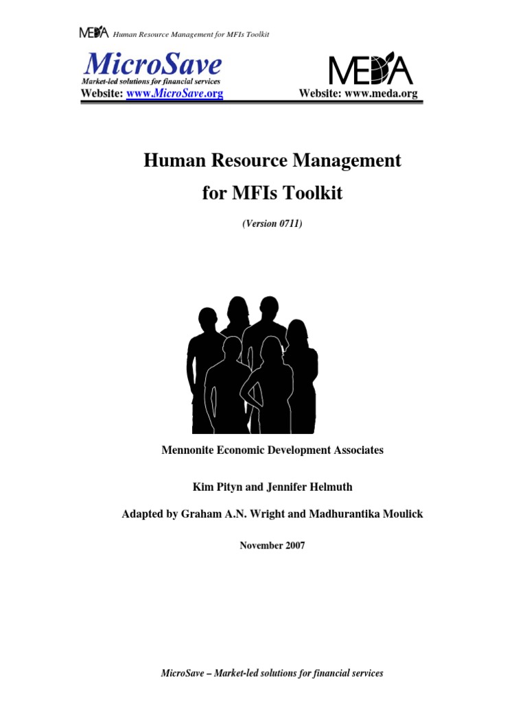 Human Resource Management For MFIs Toolkit | PDF | Human Resource ...