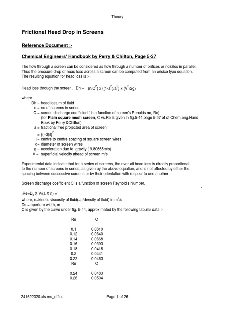 Strainer Pressure Drop Calculations | PDF | Chemical Engineering | Gas ...