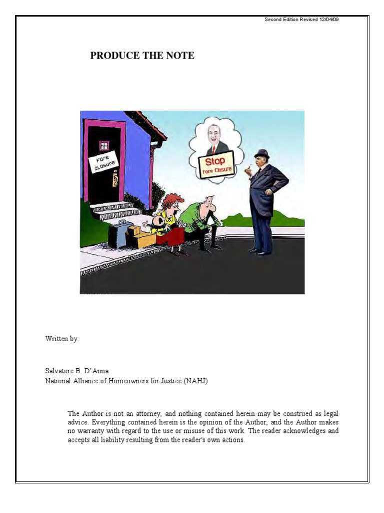 Produce The Note California Style PDF Foreclosure Common Law