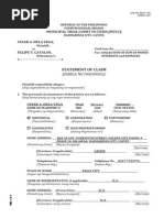 Statement of Claim - Small Claims Court | PDF | Lawsuit | Practice Of Law