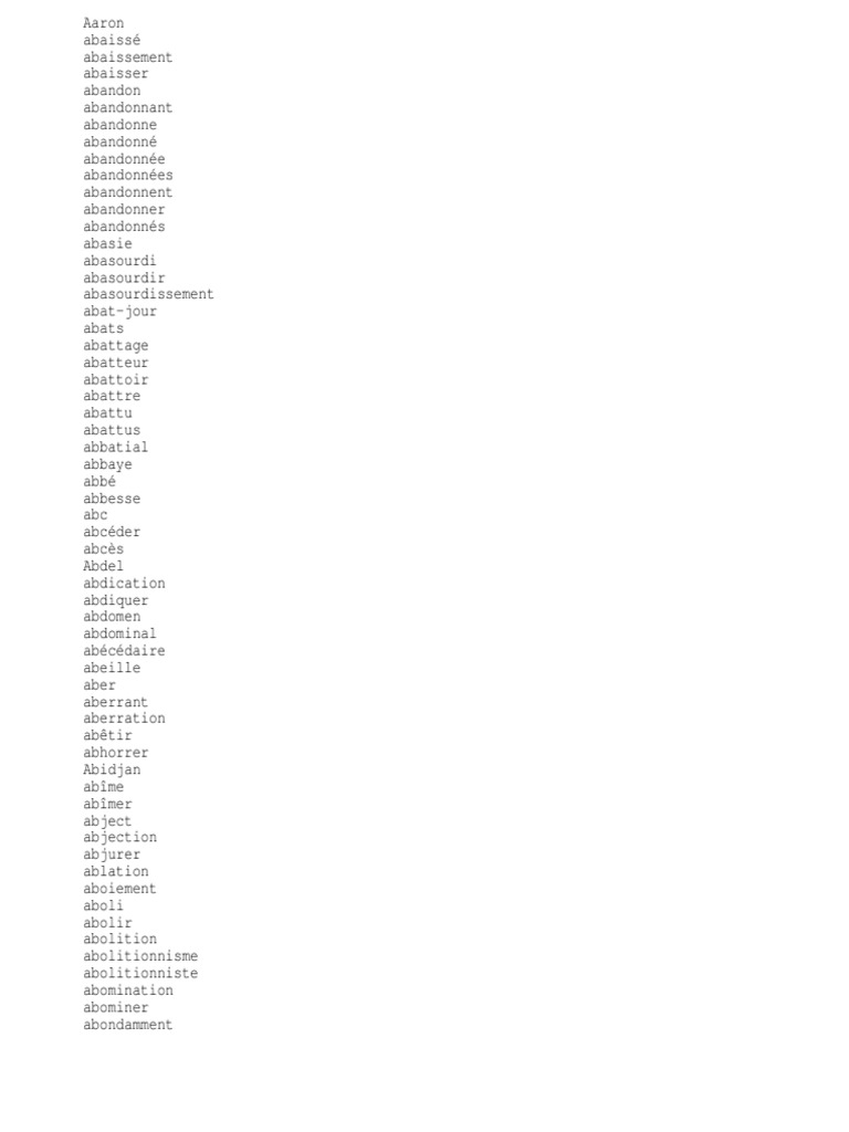 Liste Mots Francais Pdf