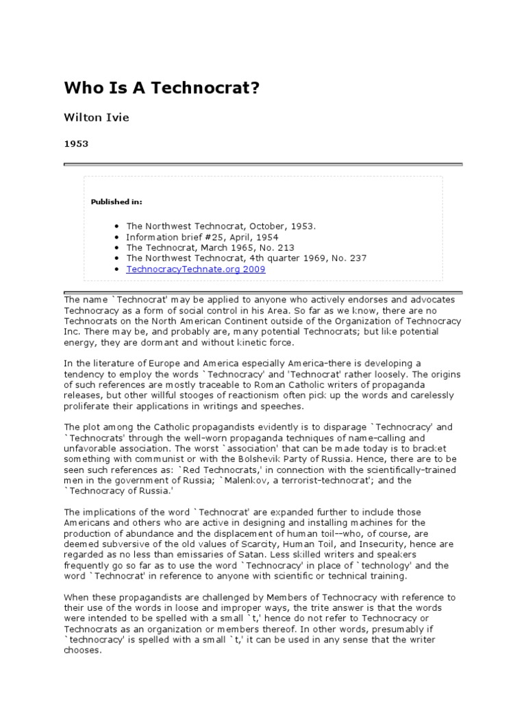 Understanding Technocracy and Its Misuse | PDF | Fascism | Propaganda