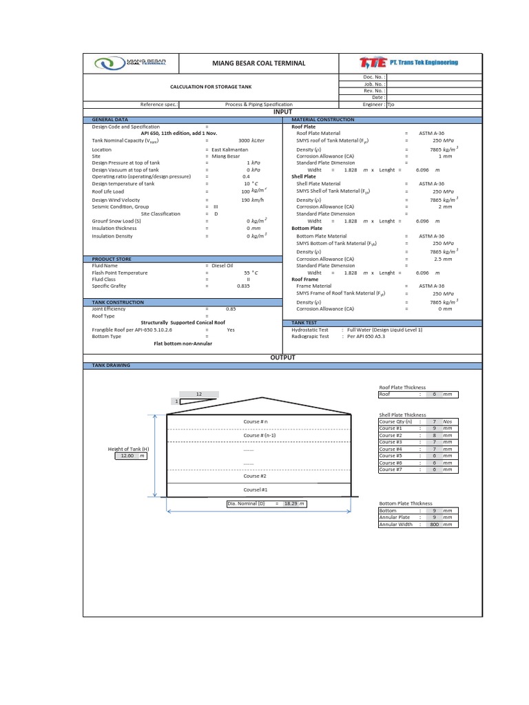 Storage Tank Design Calculations | PDF | Bending | Structural Engineering