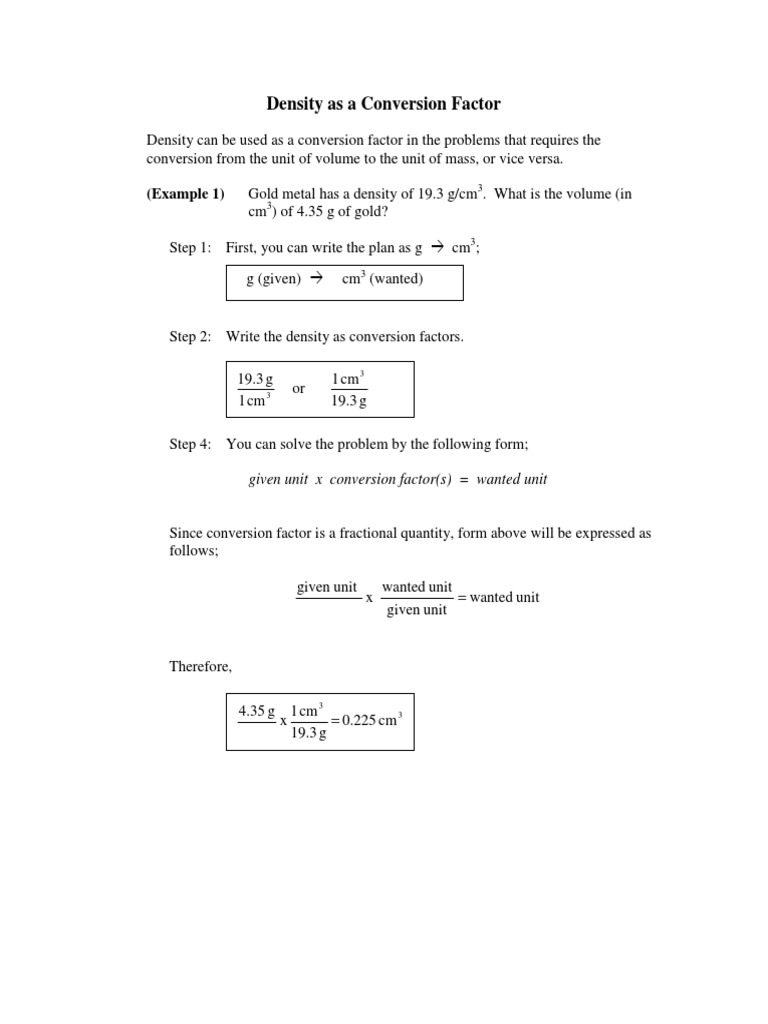 Density Conversion Examples | PDF | Teaching Methods & Materials ...