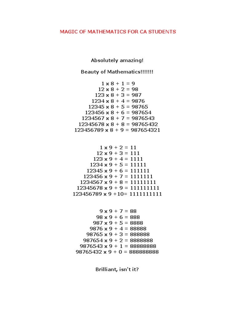 Magic of Mathematics Patterns | PDF
