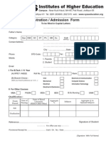 Institutes of Higher Education: Registration / Admission Form