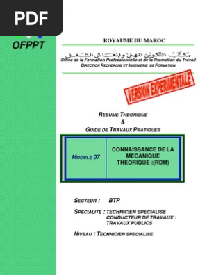M07 Connaissance De La Mécanique Théorique Rdm Btp Tsct - 
