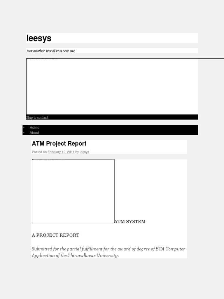 ATM System Project Report Overview | PDF | Software Prototyping ...