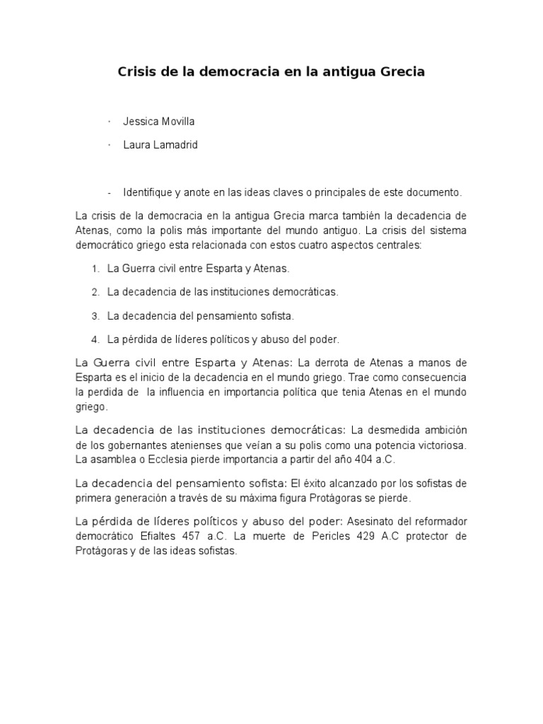 Crisis de la democracia en Grecia | PDF | Antigua Grecia | Atenas