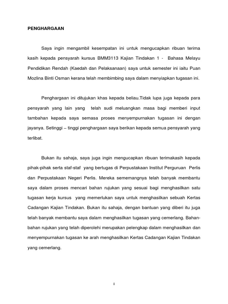 Penghargaan Isi Kandungan Pdf