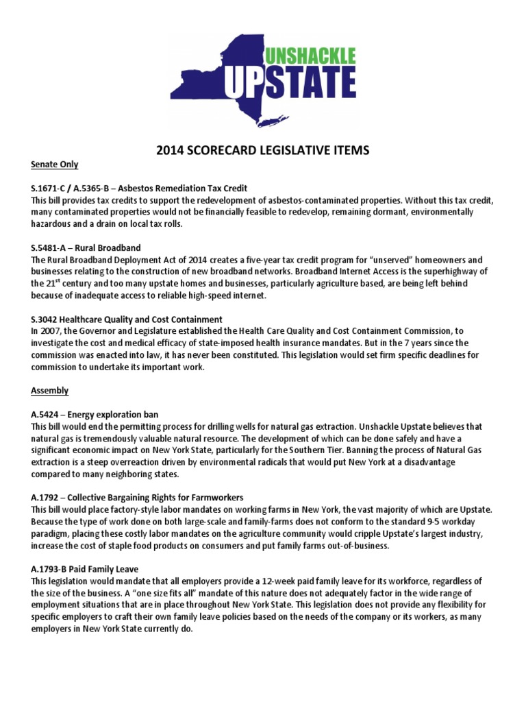 2014 Uu Scorecard Legislative Items | PDF