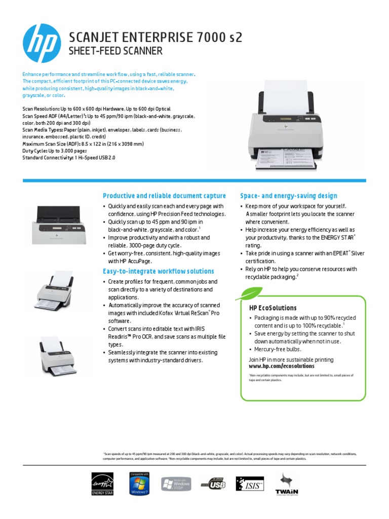 HP Scanjet 7200s2 Escáner de imágenes Redes sociales y digitales
