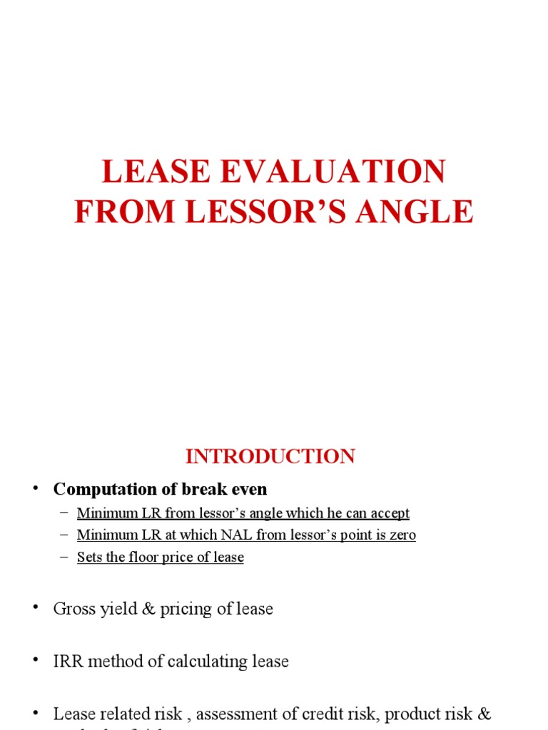 Lessor's Guide to Lease Evaluation | PDF | Lease | Credit