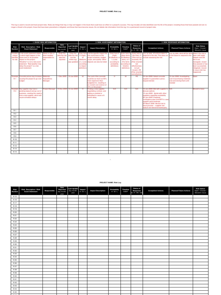 7D6129 Risk Log Template2 | PDF | Request For Proposal | Risk