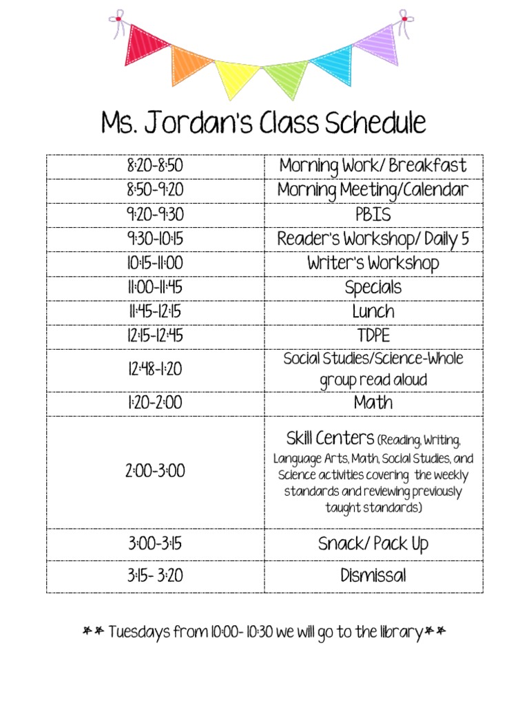 Ms. Jordan's Class Daily Schedule | PDF | Language Arts & Discipline