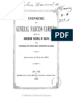 Informe Del Gral Narciso Campero Ante La Convencion Nacional.1880