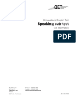 Speaking Sub-test – Test Information