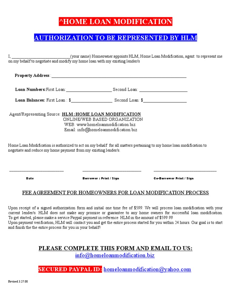 Home Loan Modification Authorization Form | PDF