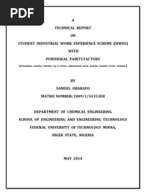 Siwes Report Pdf Paint Titanium Dioxide