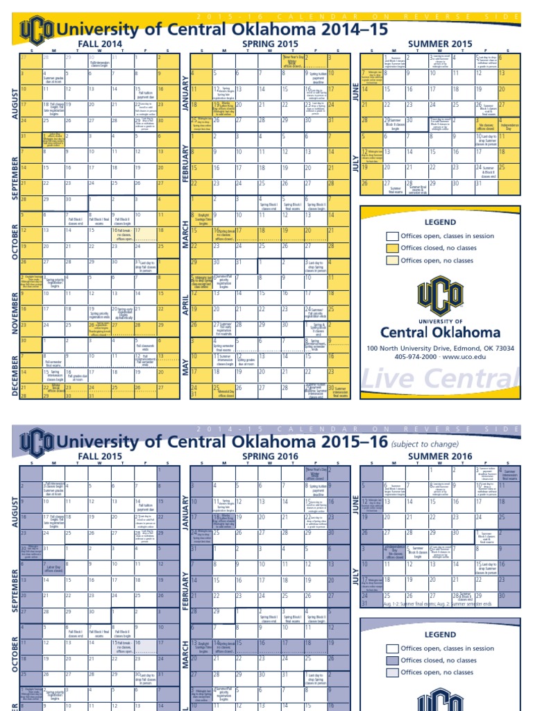 UCO Academic Calendar 2024-2026 | PDF | Academic Term | Inquiry