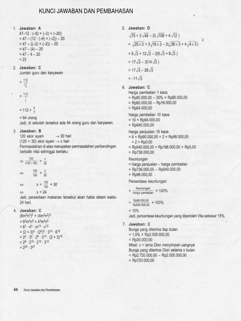 Jawaban Lks Matematika Kelas 8 Semester 1 Kurikulum 2013 Cara Golden